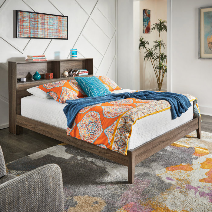 Wade Logan® Malle Queen Bookcase Platform Bed with USBs & Reviews Wayfair